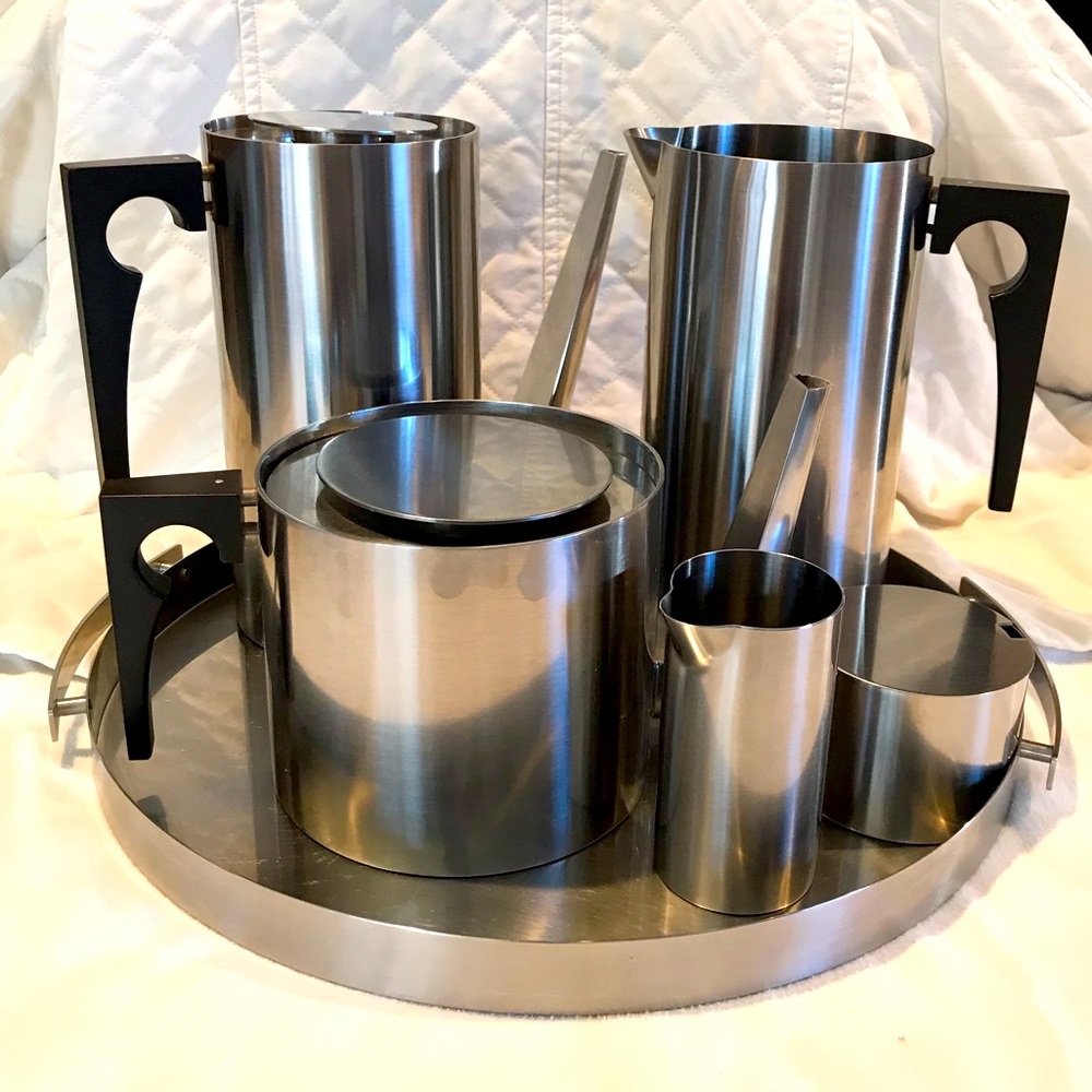 Vintage Stelton 9 Piece MCM Stainless Steel ☕️ Coffee Tea Service RARE 🖤